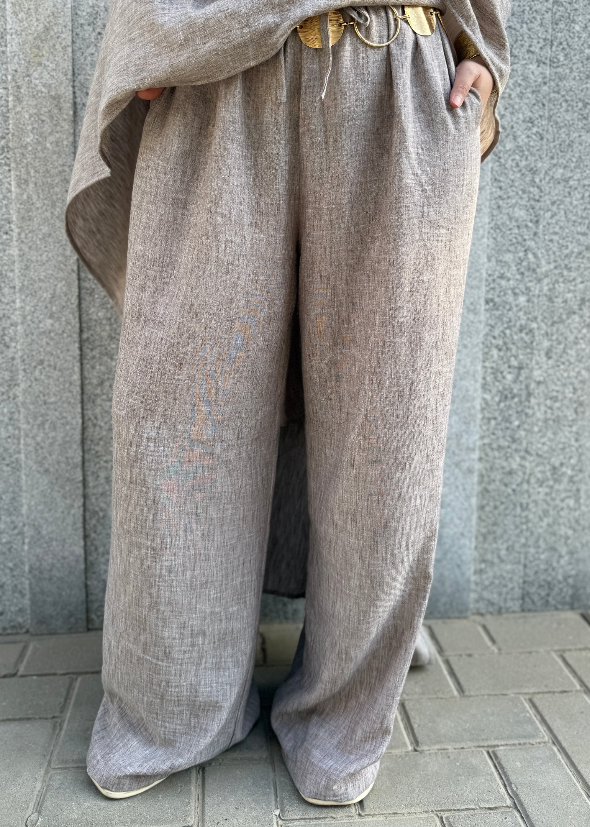 LINEN PANTS - CAFE