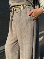 LINEN PANTS - CAFE