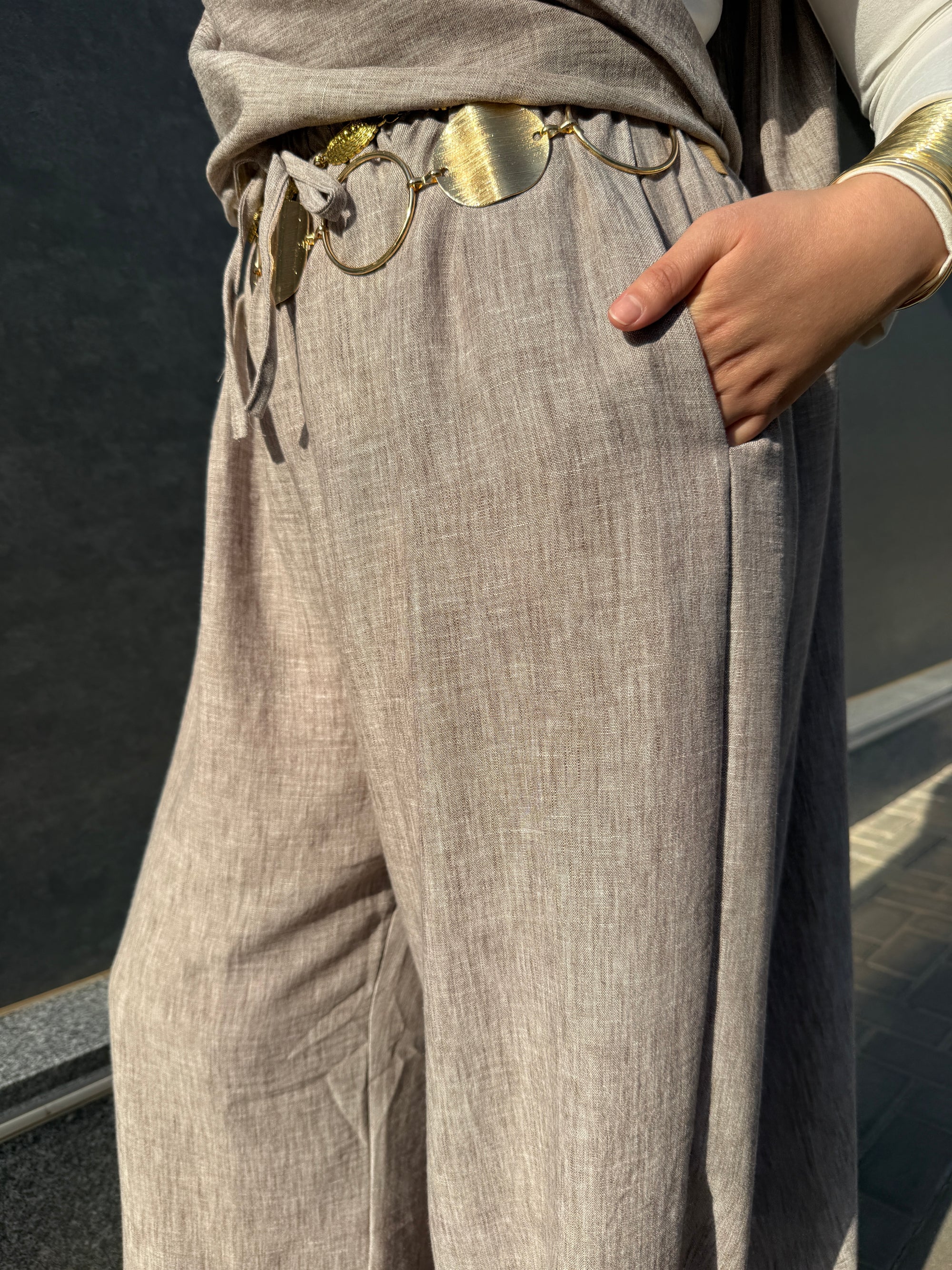 LINEN PANTS - CAFE