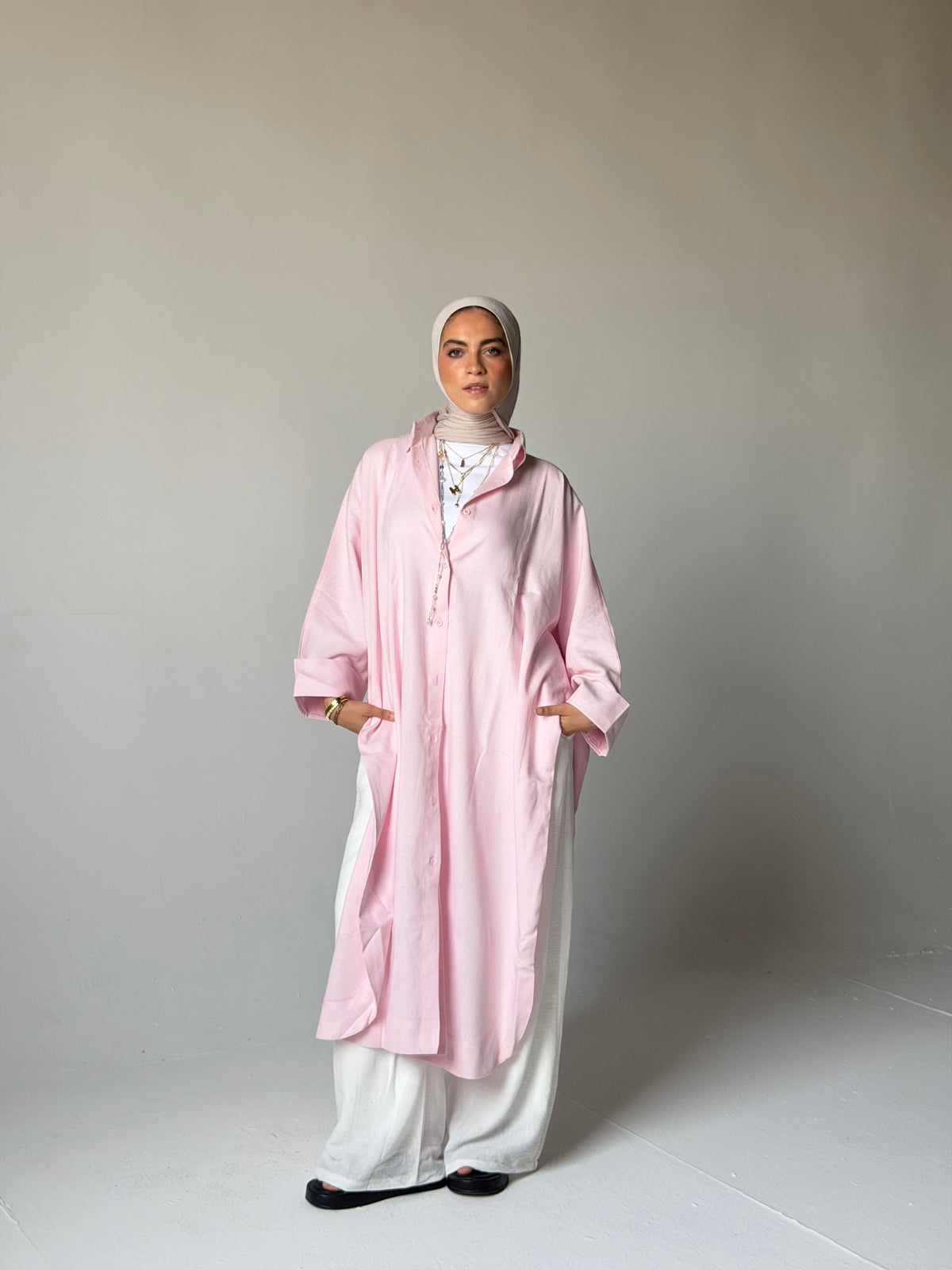 Oversized Long Linen Shirt