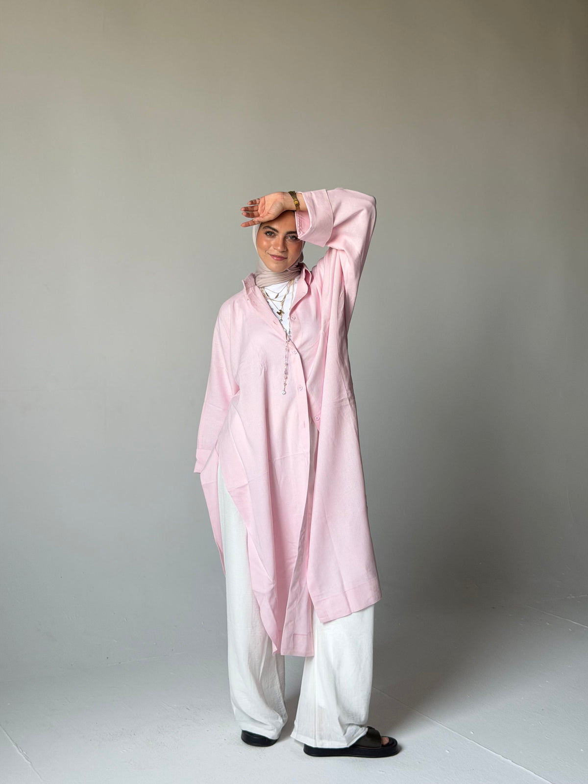 Oversized Long Linen Shirt