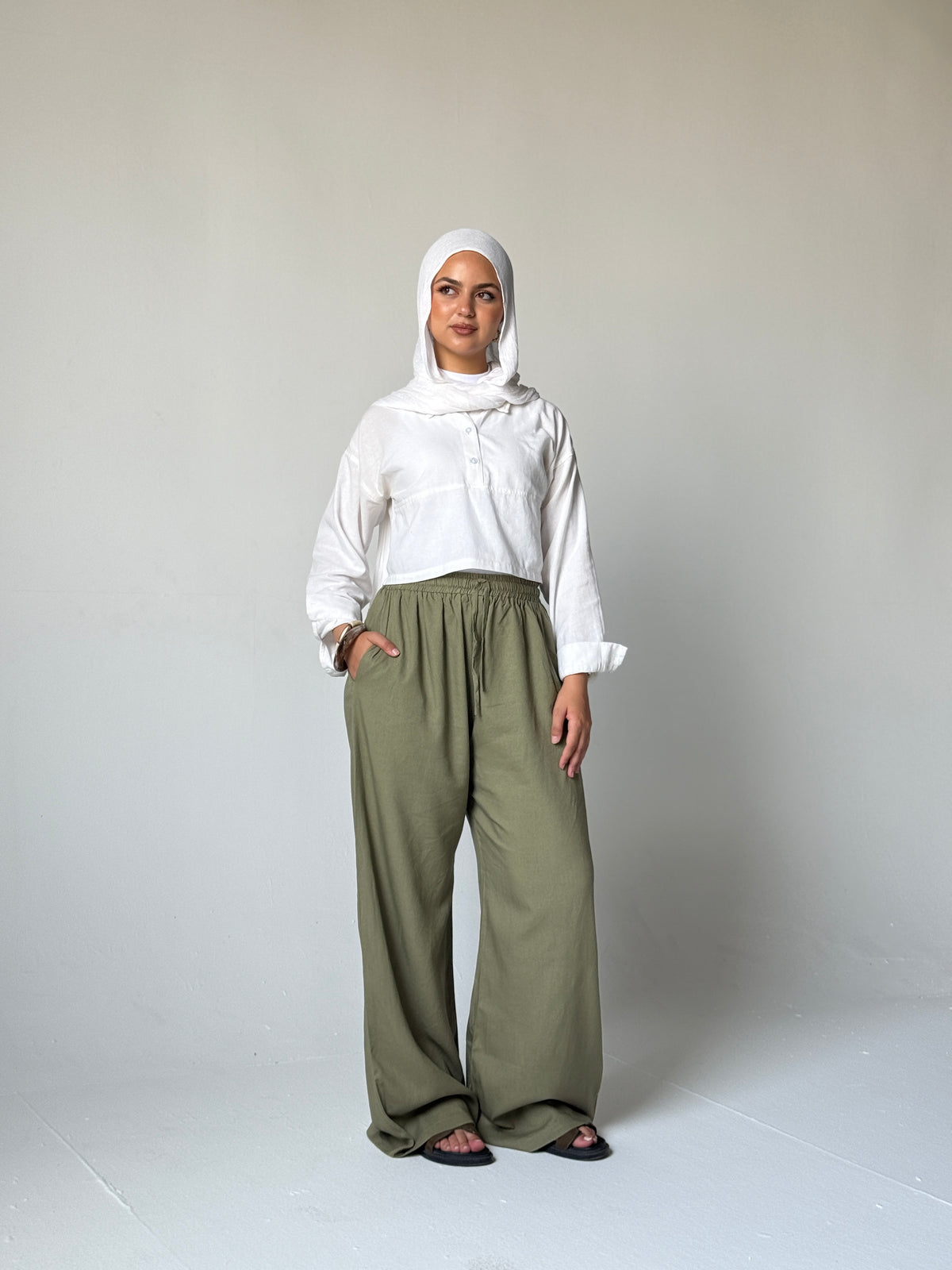 Linen Wide-Leg Pants