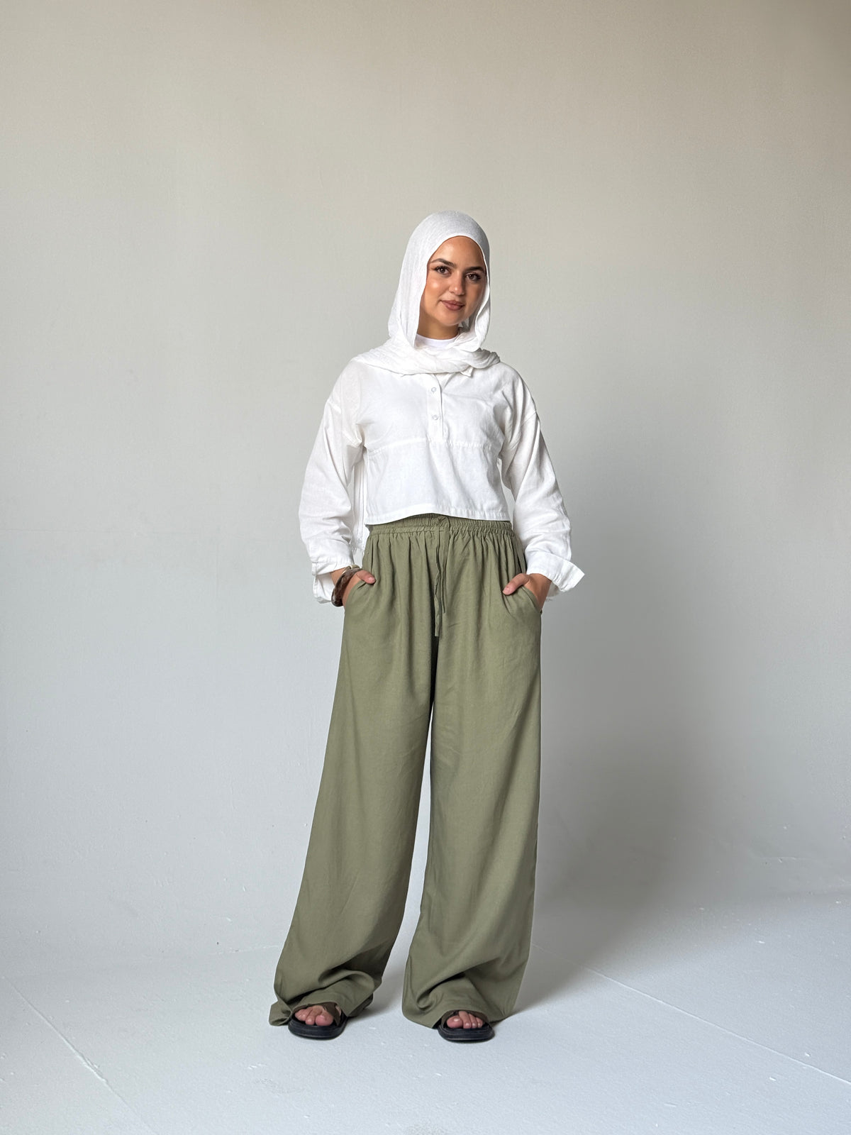 Linen Wide-Leg Pants