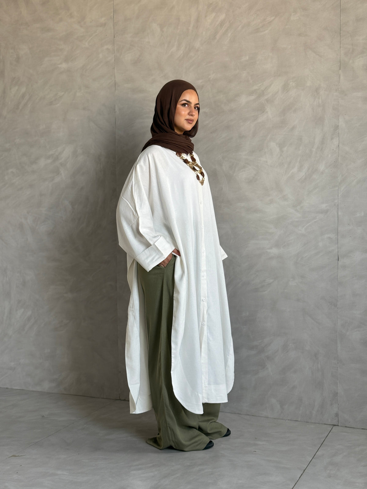 Oversized Long Linen Shirt