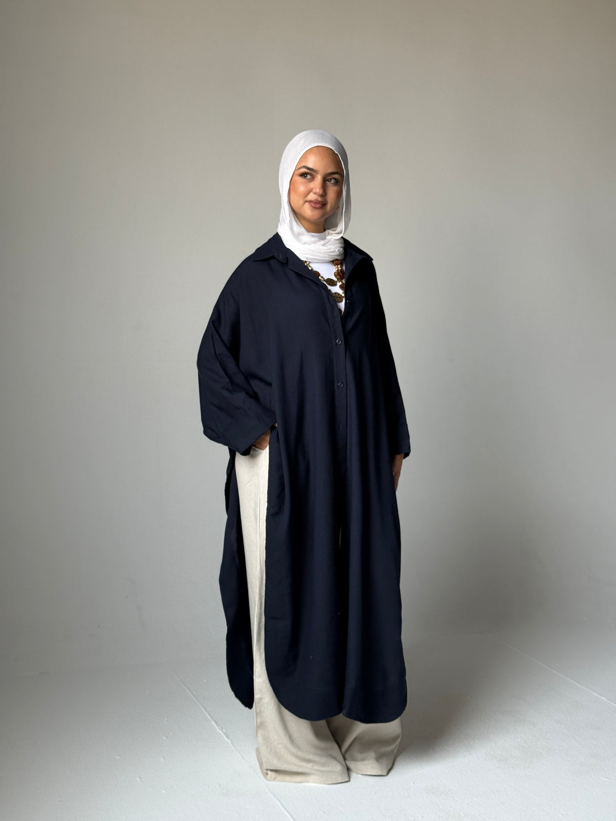 Oversized Long Linen Shirt
