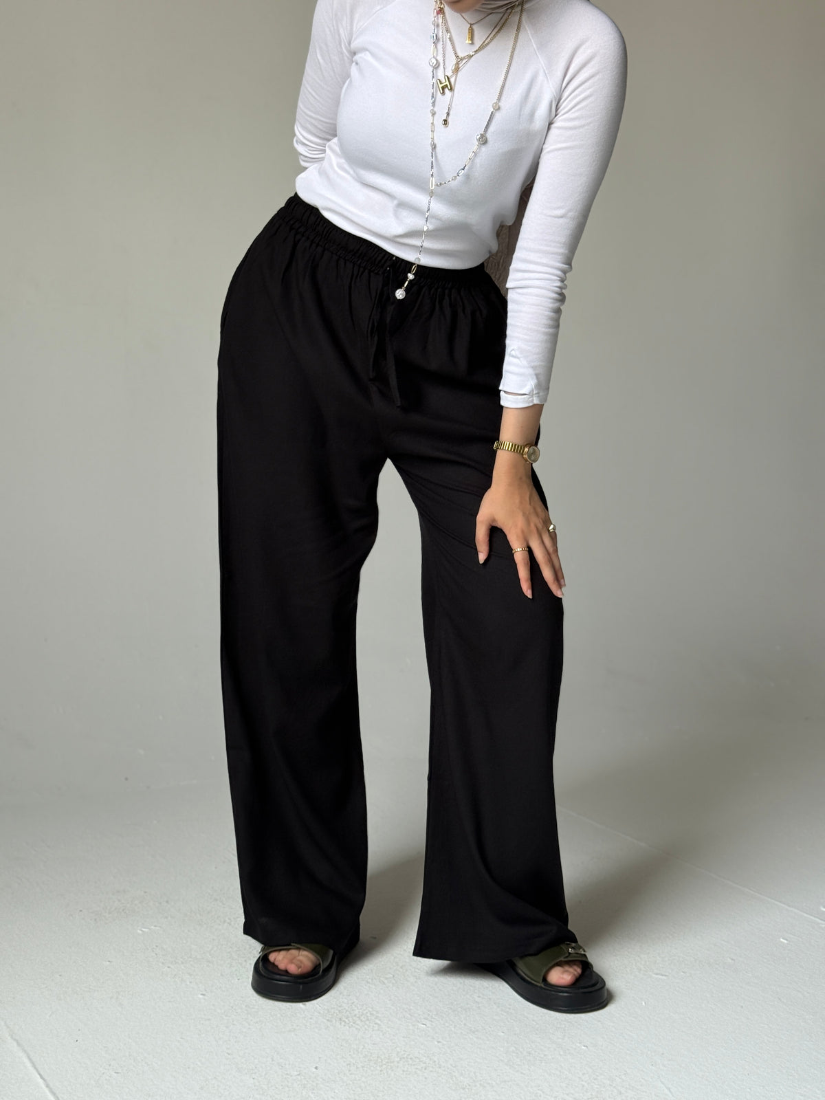 Linen Wide-Leg Pants